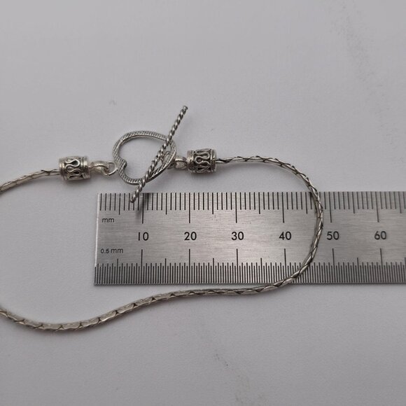 7 Inch Sterling Silver Chain Heart Clasp Bracelet B421 - Picture 5 of 6